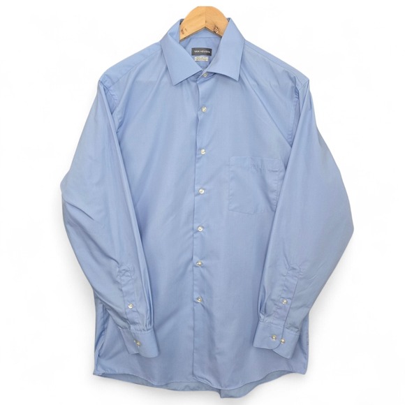 Van Heusen Other - Van Heusen Dress Shirt Mens 15.5 32/33 Medium Blue Button‎ Regular Fit Career